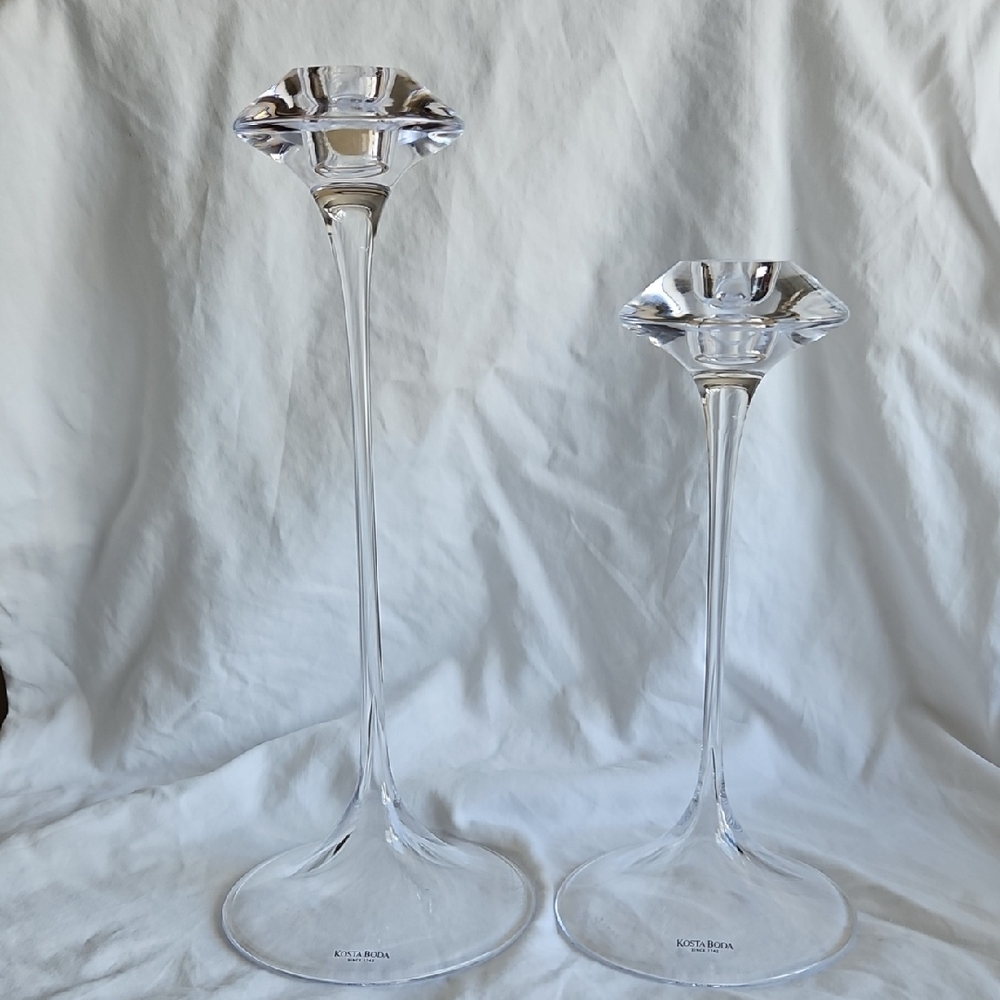 Kosta Boda Clear Crystal Candle Holders
